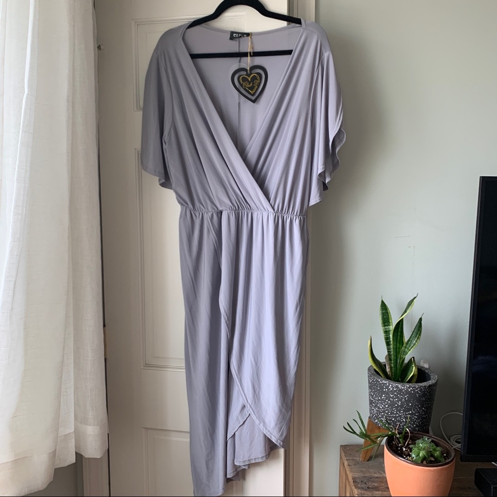 ASOS Club L Plus Asymmetric Dress With Flutter Sleeves